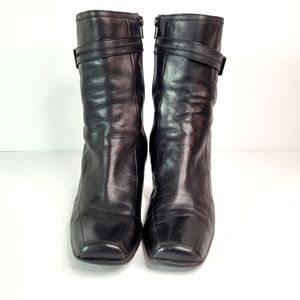 Kenneth cole reaction womens heeled leather boots black size 9m